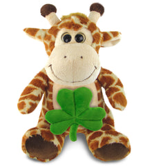 DolliBu Big Eyes Giraffe Stuffed Animal with Green Plush Shamrock - 6.5 Inches