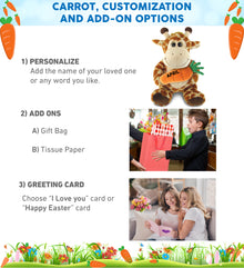 DolliBu Happy Easter Soft Plush Sitting Giraffe with Carrot Plush - 9 Inches