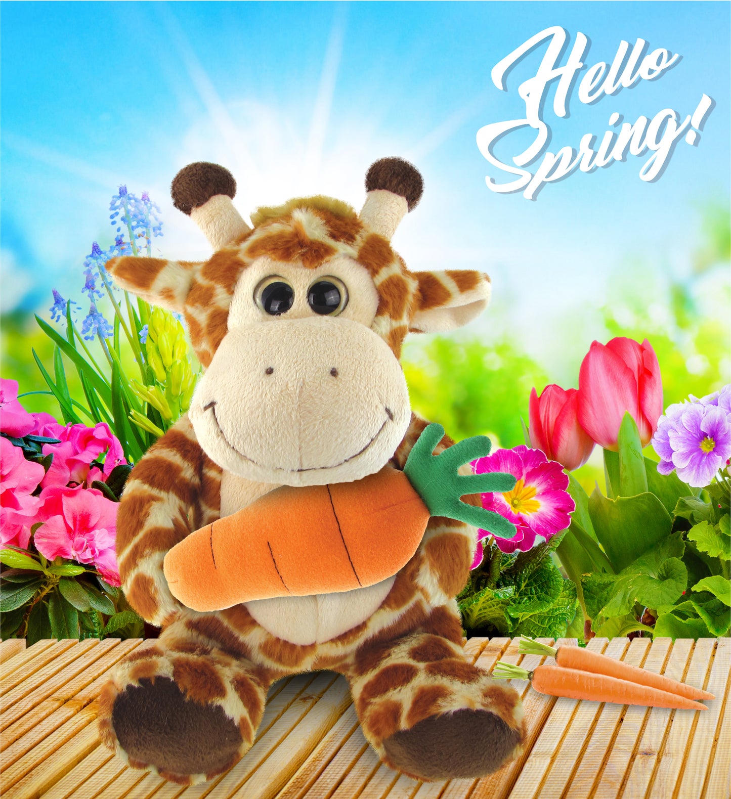 DolliBu Happy Easter Soft Plush Sitting Giraffe with Carrot Plush - 9 Inches