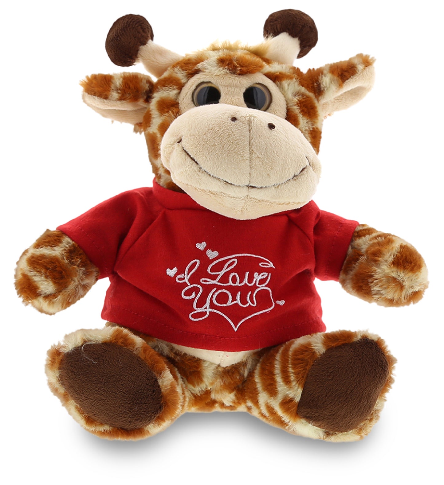 PLUSH I LOVE YOU RED SHIRT- SUPER-SOFT PLUSH - SITTING GIRAFFE