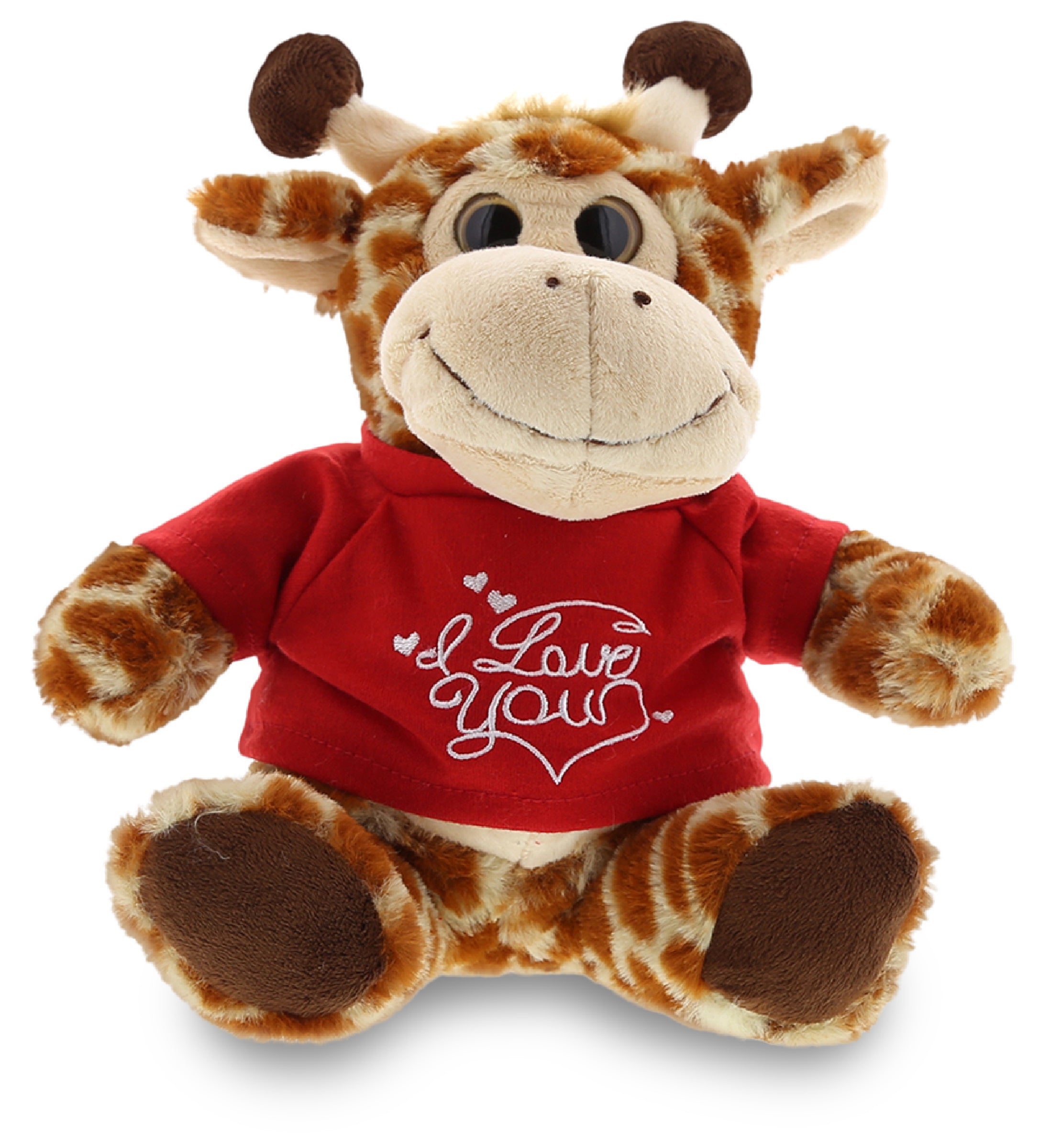 PLUSH I LOVE YOU RED SHIRT- SUPER-SOFT PLUSH - SITTING GIRAFFE