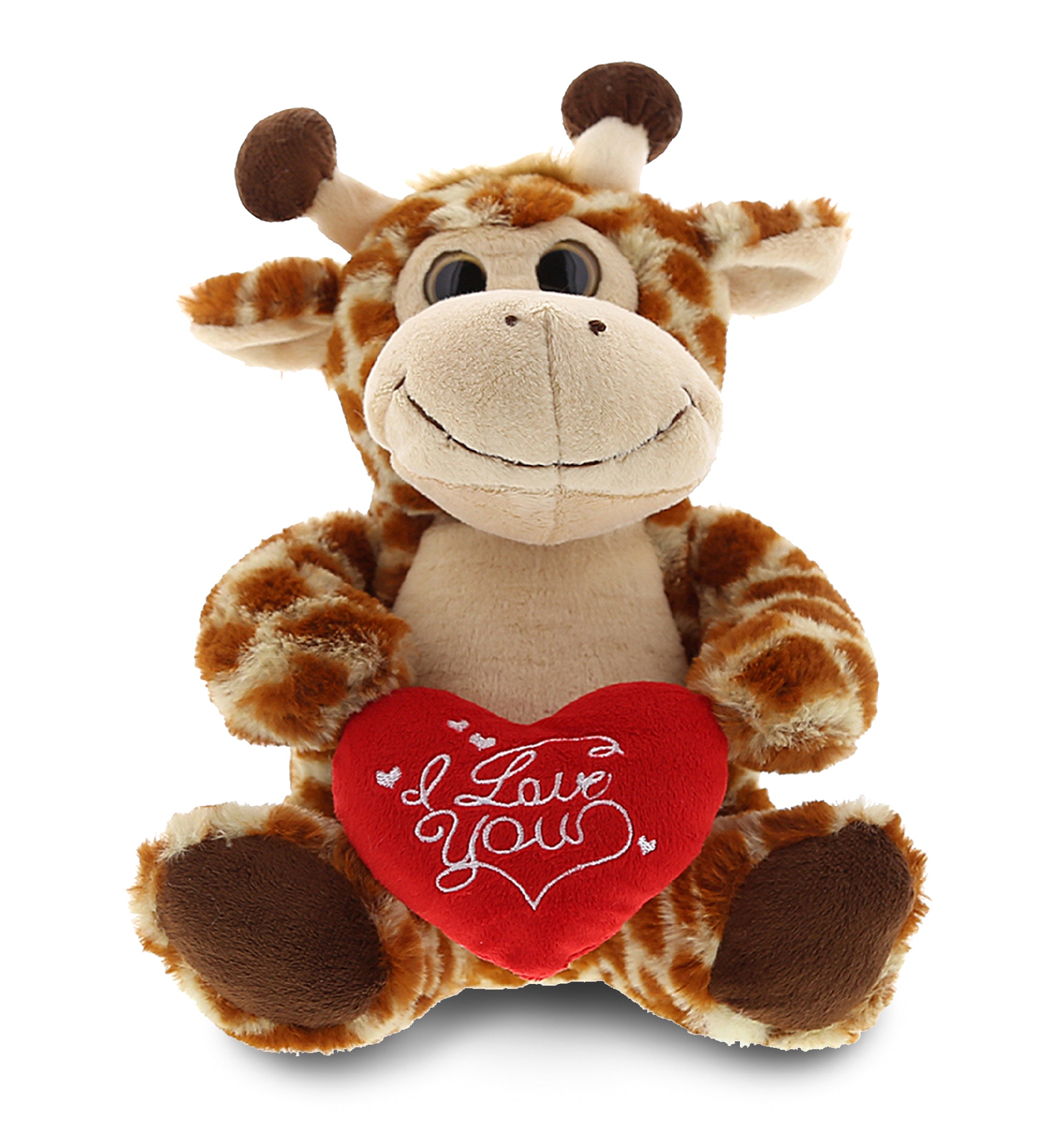 PLUSH I LOVE YOU RED HEART - SUPER-SOFT PLUSH - SITTING GIRAFFE