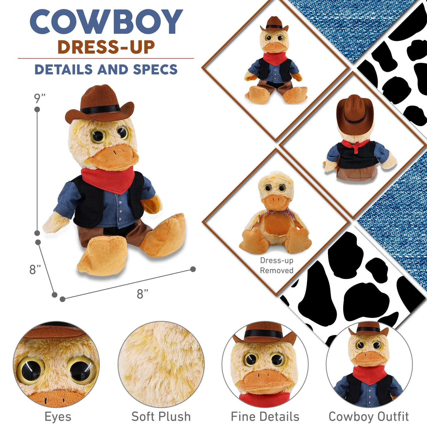 SUPER-SOFT PLUSH - SITTING DUCK COWBOY DRESS UP