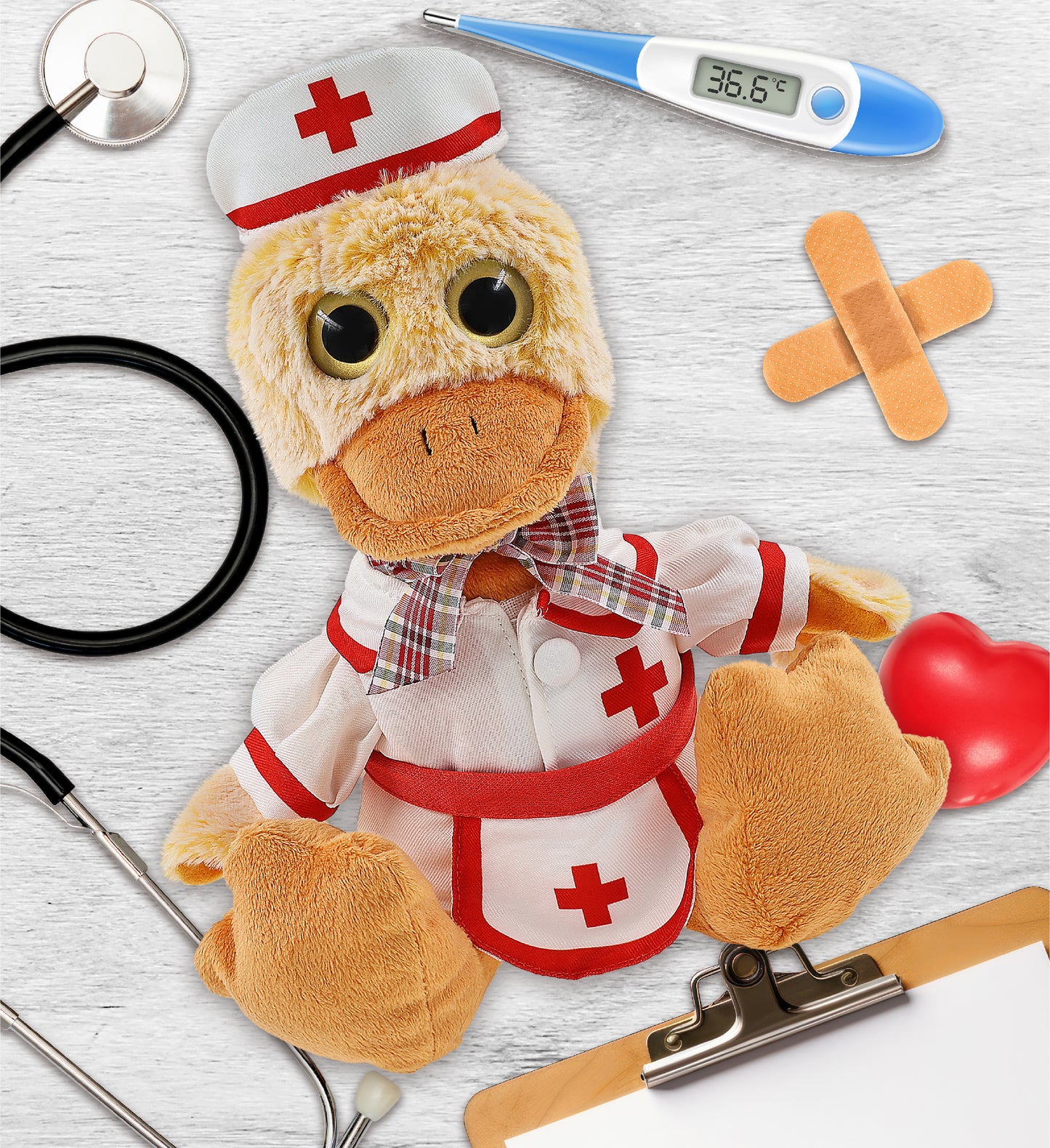 SUPER-SOFT PLUSH - SITTING DUCK With NURSE Dress-Up