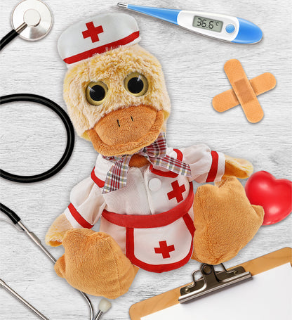 SUPER-SOFT PLUSH - SITTING DUCK With NURSE Dress-Up