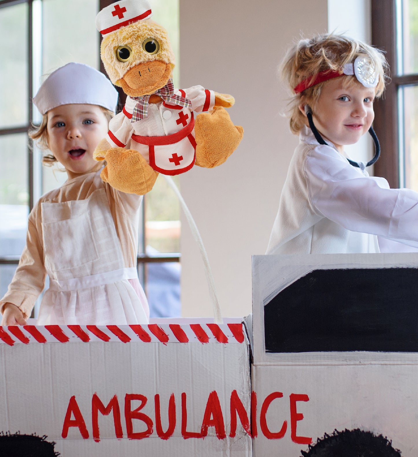 SUPER-SOFT PLUSH - SITTING DUCK With NURSE Dress-Up