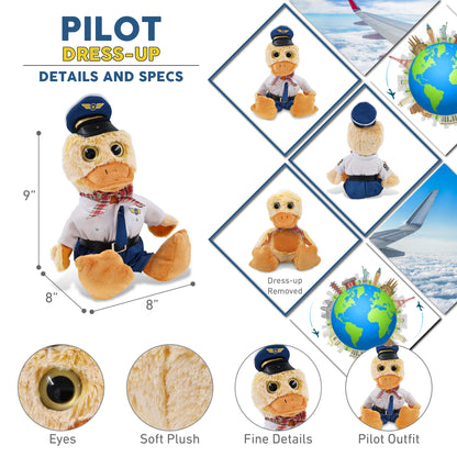 SUPER-SOFT PLUSH - SITTING DUCK WITH PILOT DRESS UP
