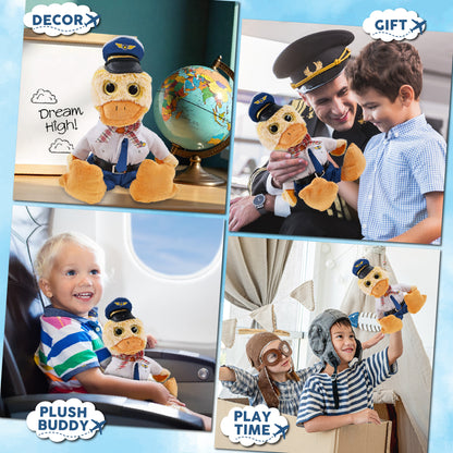 SUPER-SOFT PLUSH - SITTING DUCK WITH PILOT DRESS UP