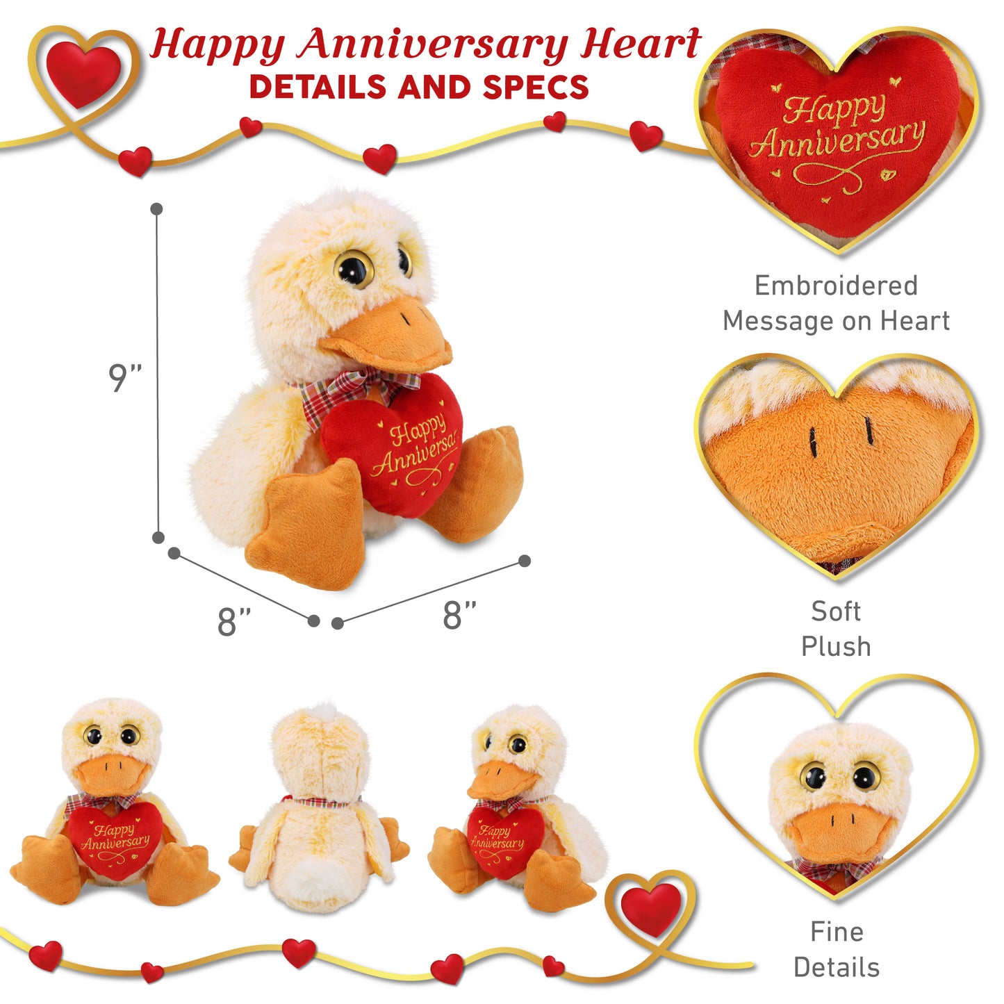SUPER-SOFT PLUSH - SITTING DUCK WITH HAPPY ANNIVERSARY HEART