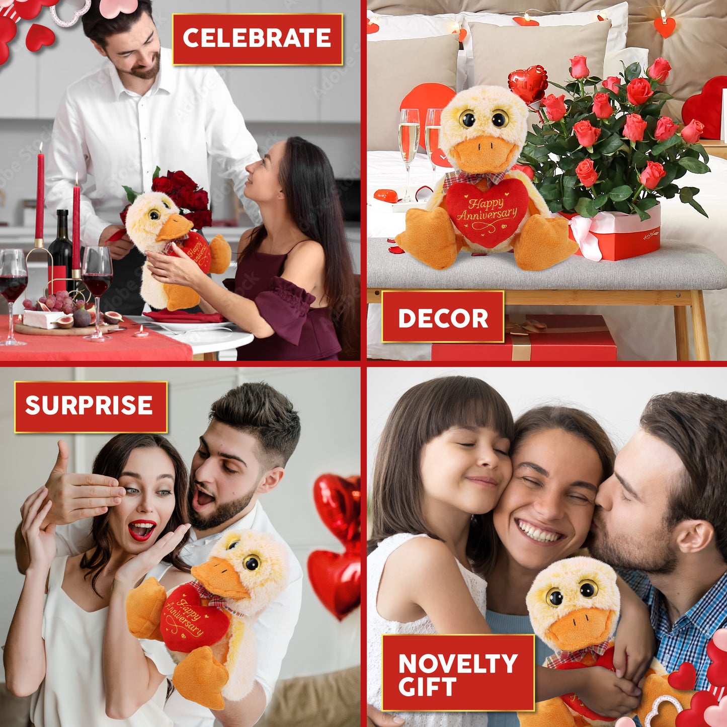 SUPER-SOFT PLUSH - SITTING DUCK WITH HAPPY ANNIVERSARY HEART