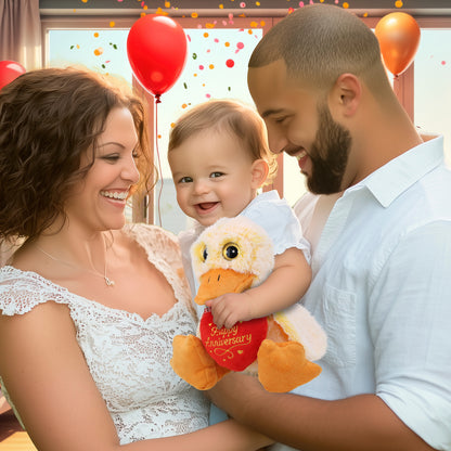 SUPER-SOFT PLUSH - SITTING DUCK WITH HAPPY ANNIVERSARY HEART