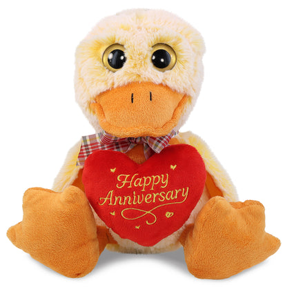 SUPER-SOFT PLUSH - SITTING DUCK WITH HAPPY ANNIVERSARY HEART