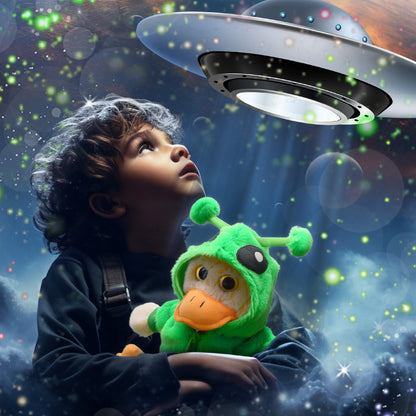 SUPER-SOFT PLUSH - SITTING DUCK WITH ALIEN SWEATER