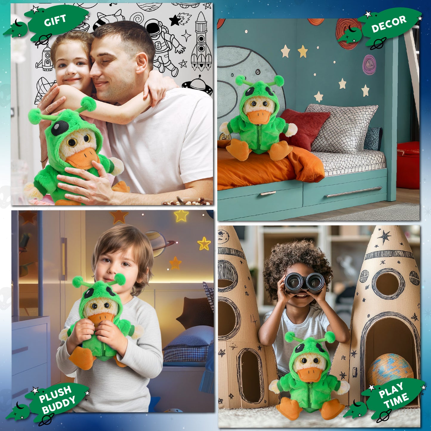 SUPER-SOFT PLUSH - SITTING DUCK WITH ALIEN SWEATER
