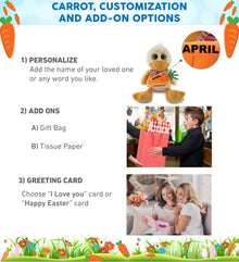 DolliBu Happy Easter Super Soft Plush Sitting Duck with Carrot Plush - 9 Inches