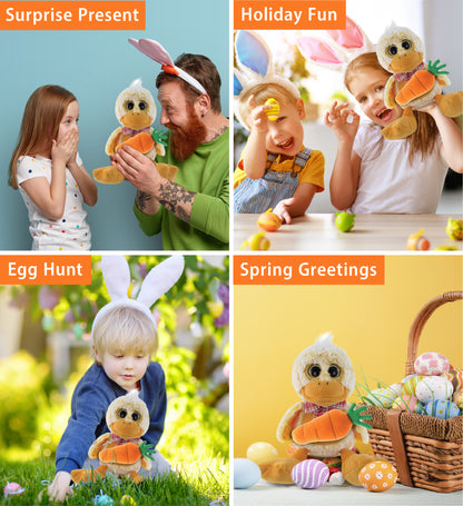 DolliBu Happy Easter Super Soft Plush Sitting Duck with Carrot Plush - 9 Inches