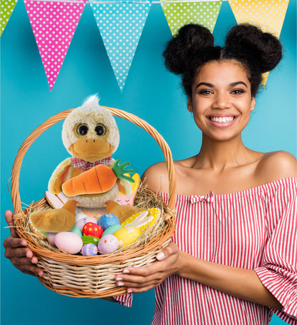DolliBu Happy Easter Super Soft Plush Sitting Duck with Carrot Plush - 9 Inches