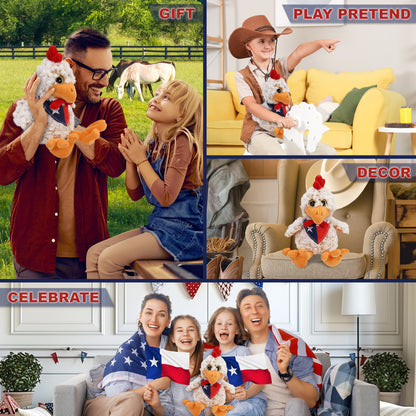 SUPER-SOFT PLUSH - SITTING ROOSTER WITH TEXAS FLAG BANDANA