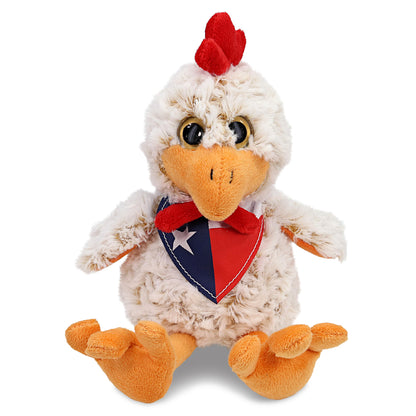 SUPER-SOFT PLUSH - SITTING ROOSTER WITH TEXAS FLAG BANDANA