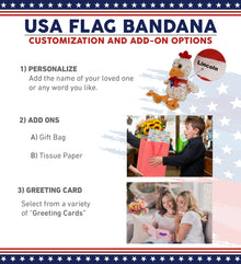 SUPER-SOFT PLUSH - SITTING ROOSTER WITH USA FLAG BANDANA