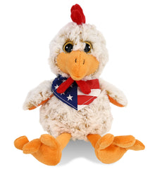 SUPER-SOFT PLUSH - SITTING ROOSTER WITH USA FLAG BANDANA