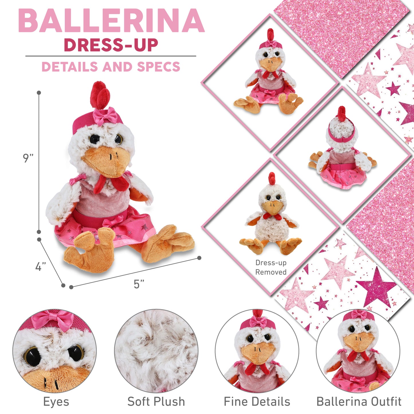 SUPER-SOFT PLUSH - SITTING ROOSTER BALLERINA