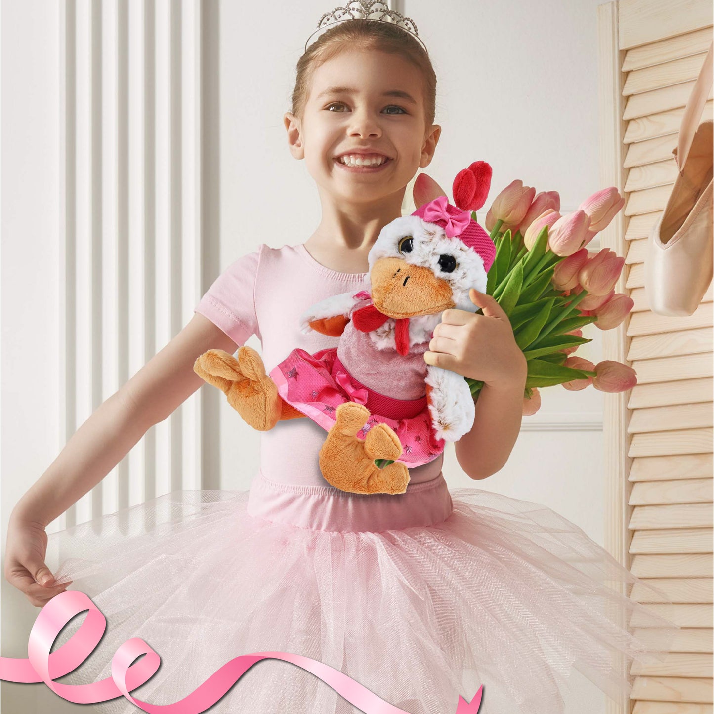 SUPER-SOFT PLUSH - SITTING ROOSTER BALLERINA