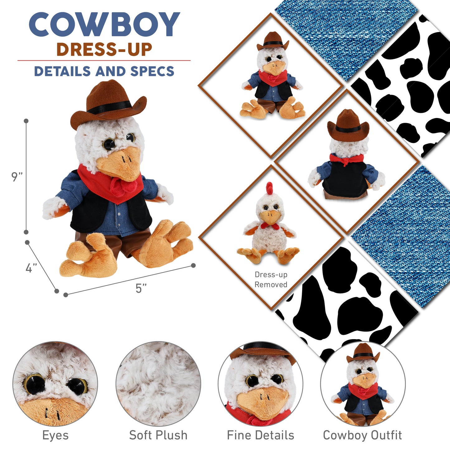 SUPER-SOFT PLUSH - SITTING ROOSTER COWBOY DRESS UP