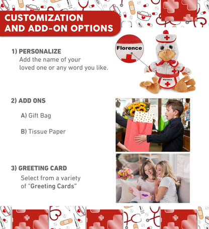 SUPER-SOFT PLUSH - SITTING ROOSTER With NURSE Dress-Up