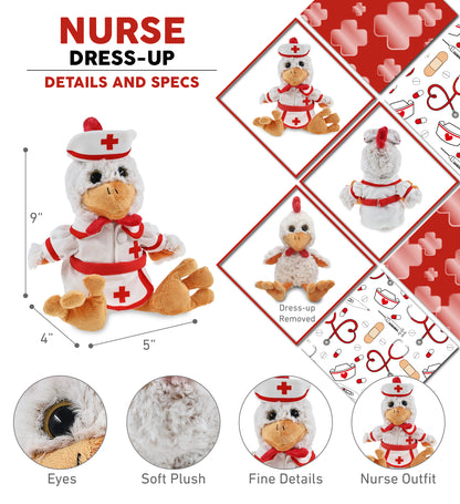 SUPER-SOFT PLUSH - SITTING ROOSTER With NURSE Dress-Up