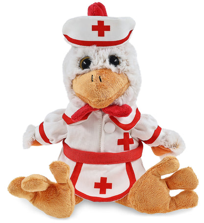 SUPER-SOFT PLUSH - SITTING ROOSTER With NURSE Dress-Up
