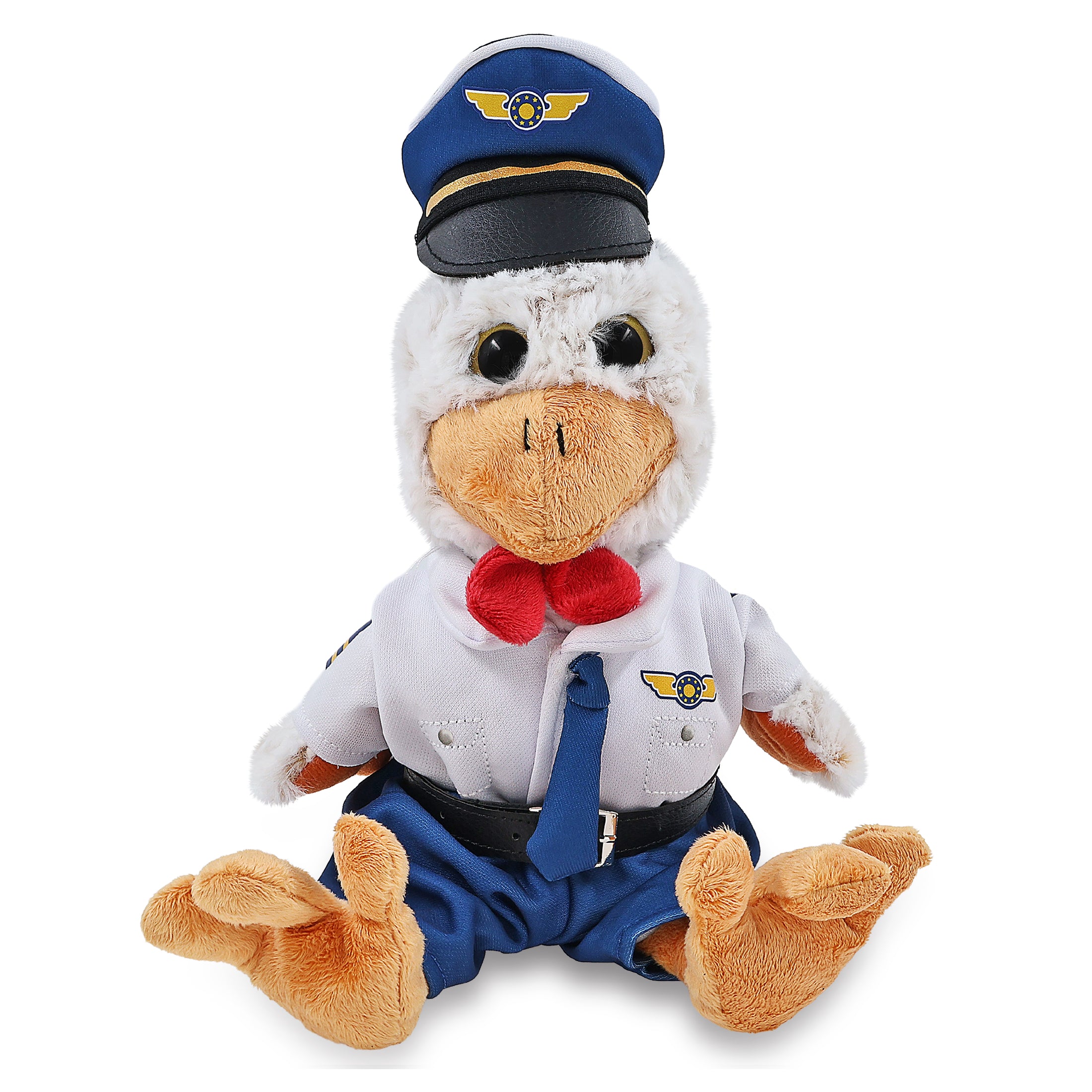 SUPER-SOFT PLUSH - SITTING ROOSTER WITH PILOT DRESS UP