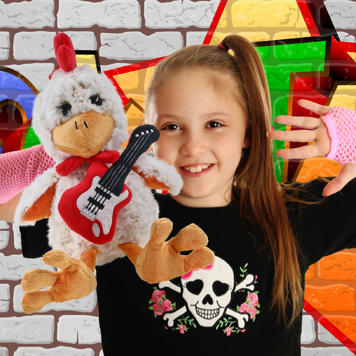 SUPER-SOFT PLUSH - SITTING ROOSTER WITH GUITAR ADD ON