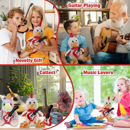 SUPER-SOFT PLUSH - SITTING ROOSTER WITH GUITAR ADD ON