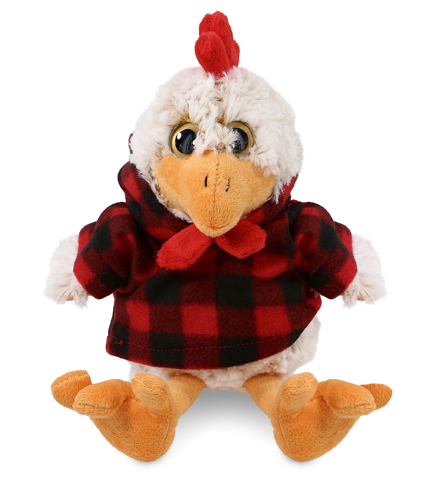 PLUSH RED PLAID HOODIE - SUPER-SOFT PLUSH - SITTING ROOSTER
