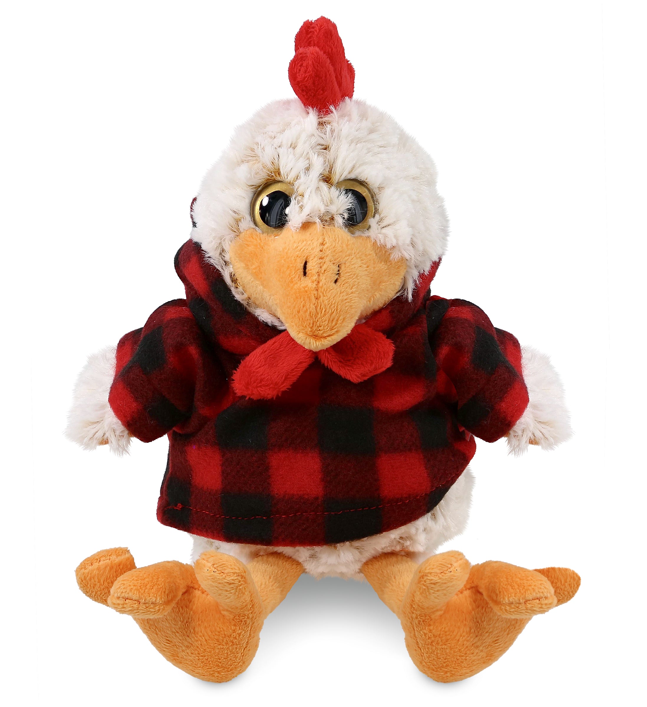 PLUSH RED PLAID HOODIE - SUPER-SOFT PLUSH - SITTING ROOSTER