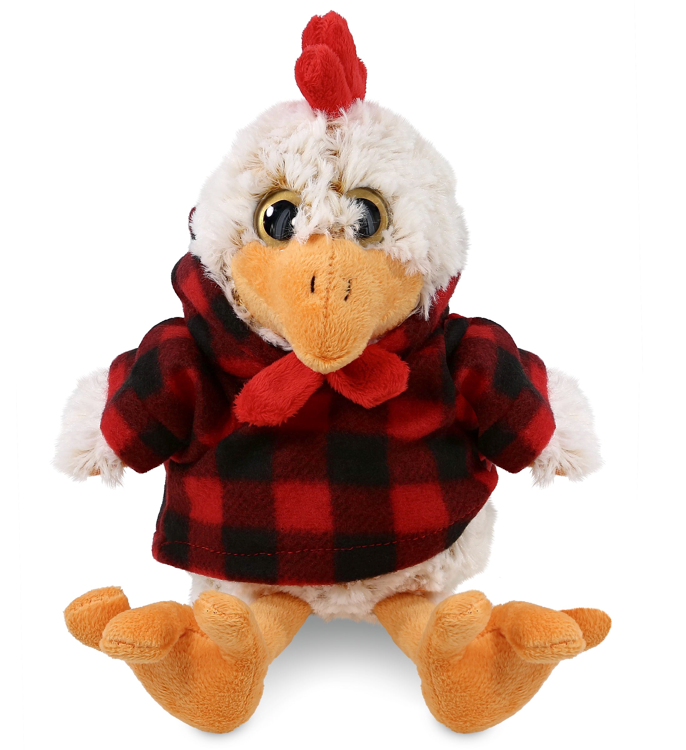 PLUSH RED PLAID HOODIE - SUPER-SOFT PLUSH - SITTING ROOSTER