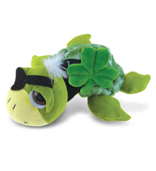 DolliBu Green Pirate Turtle Stuffed Animal with Green Plush Shamrock, 10.5 Inch