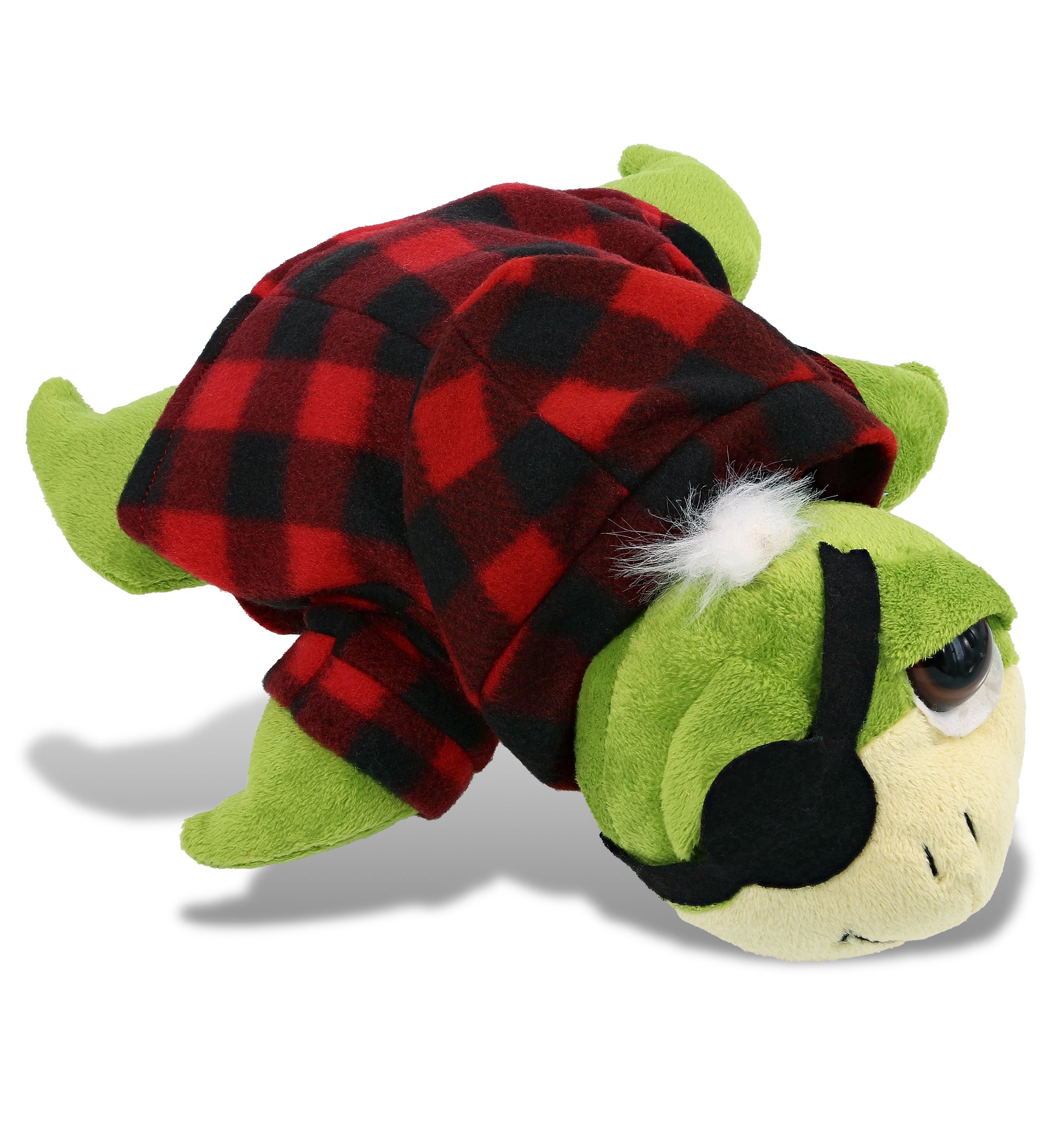 PLUSH RED PLAID HOODIE - SUPER-SOFT PLUSH - GREEN PIRATE SEA TURTLE