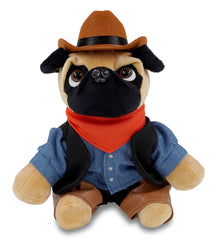 PLUSH - PUG DOG 8" COWBOY DRESS UP