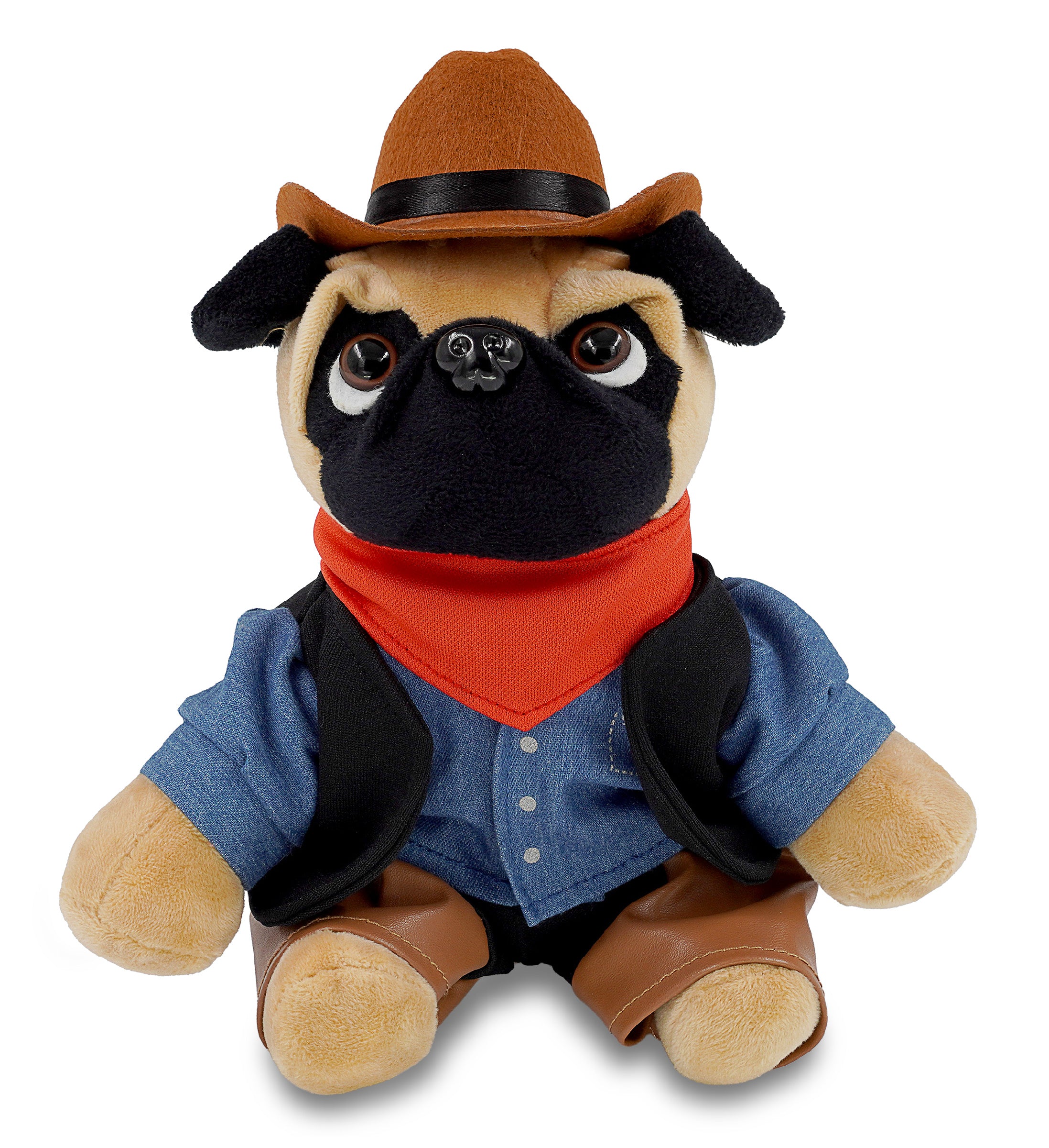 PLUSH - PUG DOG 8" COWBOY DRESS UP