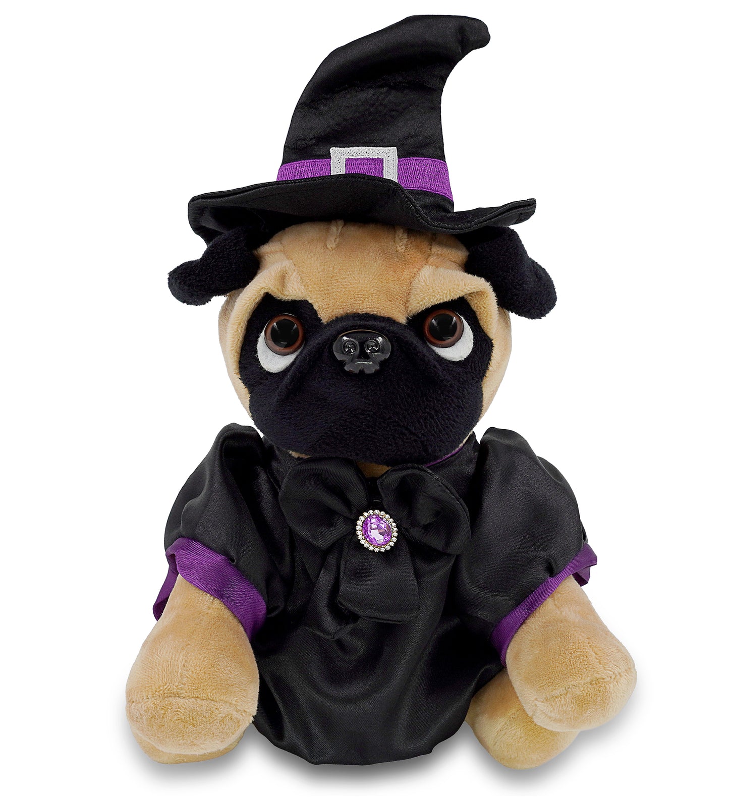 PLUSH - PUG DOG 8" WITH WITCH DRESS UP