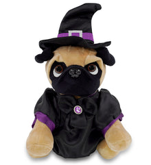 PLUSH - PUG DOG 8" WITH WITCH DRESS UP