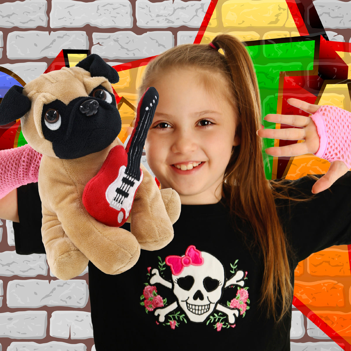 PLUSH - PUG DOG 8" WITH GUITAR ADD ON