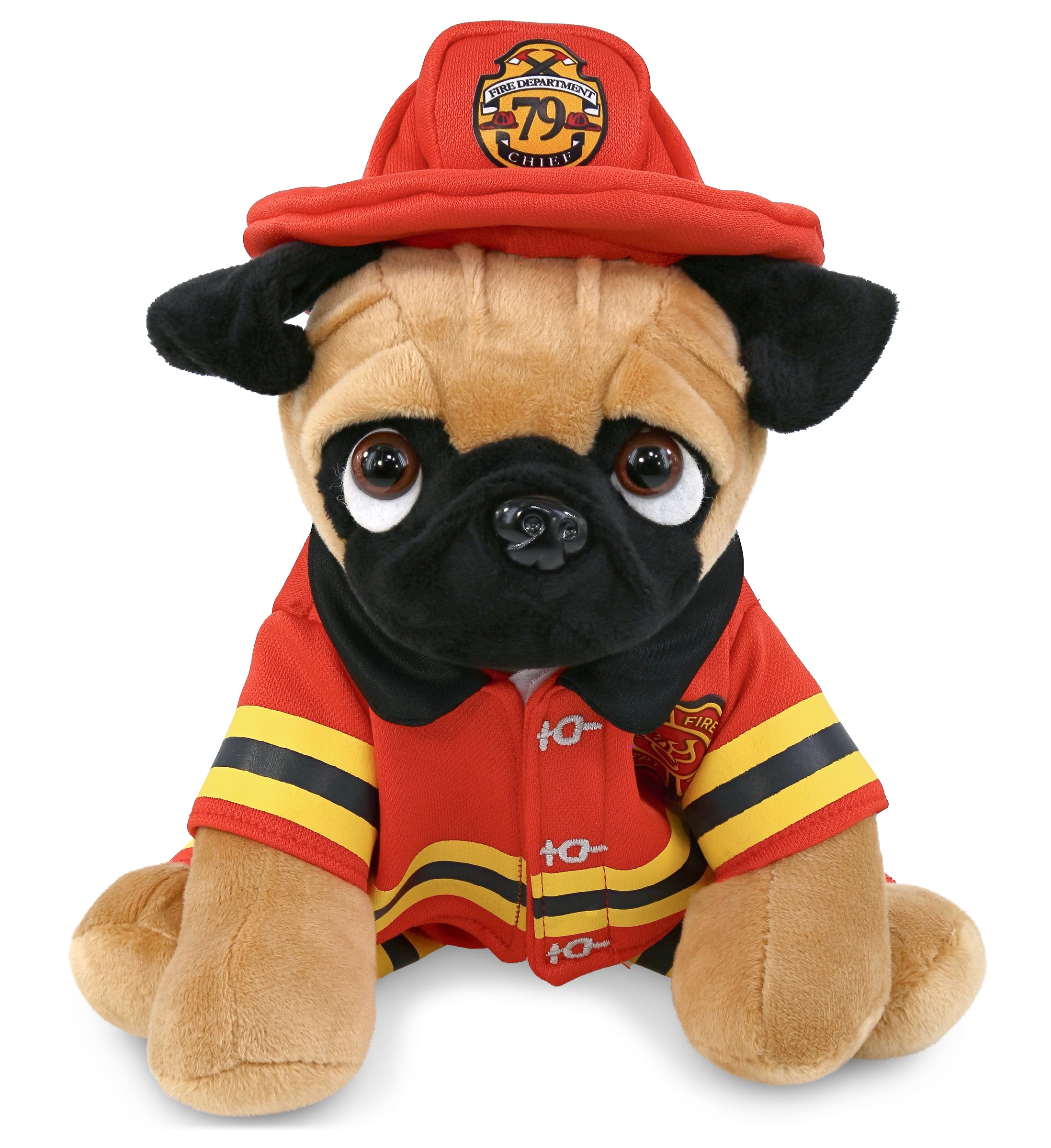 PLUSH FIREMAN - PLUSH - PUG DOG 8"
