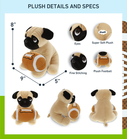 PLUSH - PUG DOG 8" With Football Plush