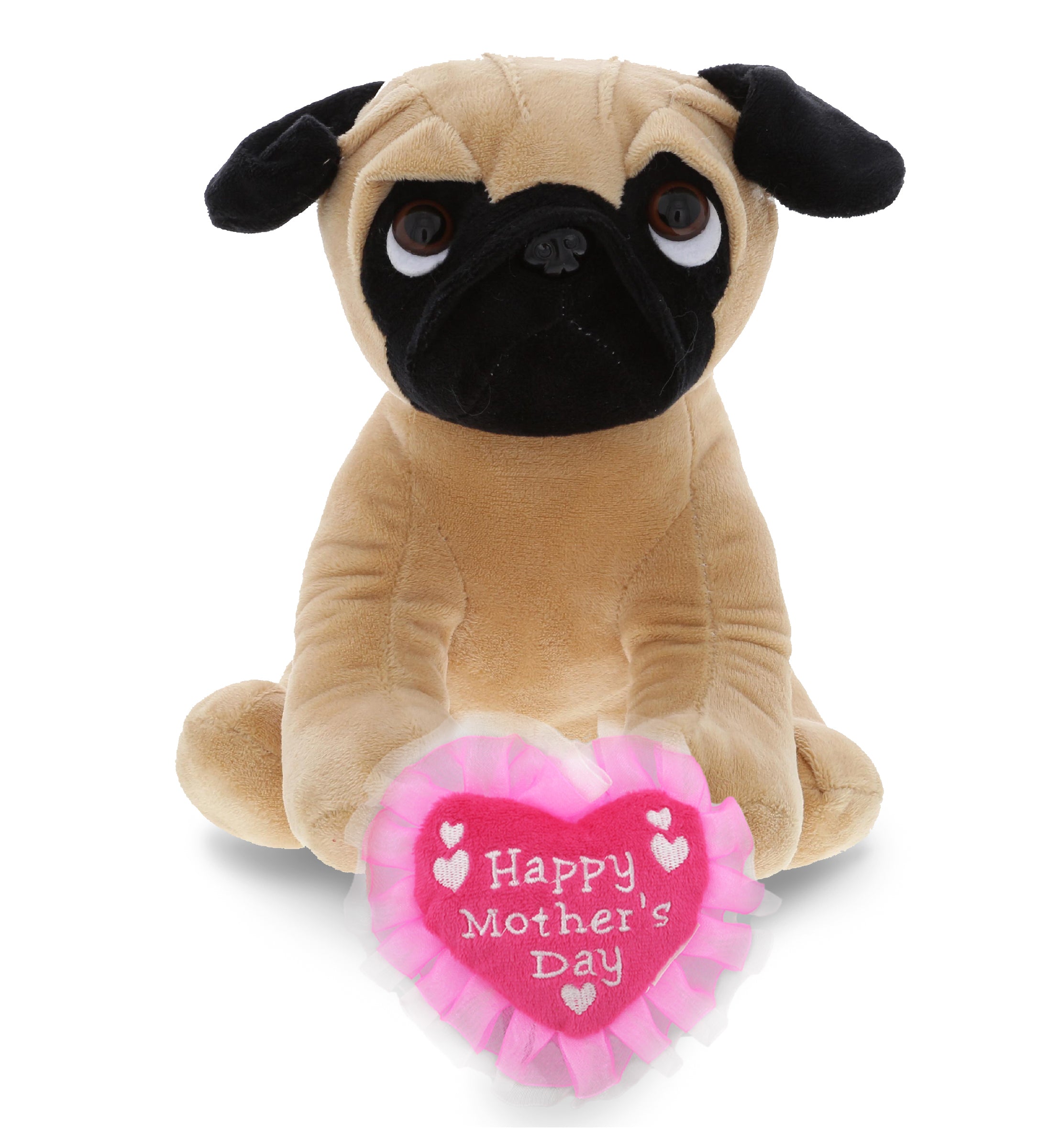 PLUSH MOTHERS DAY HEART - PLUSH - PUG DOG 8"