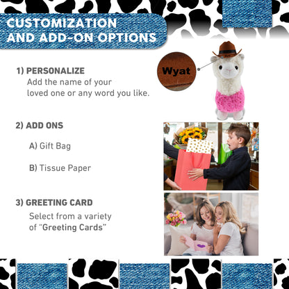 PLUSH - SPARKLE PINK LLAMA COWBOY DRESS UP