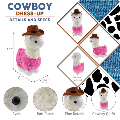 PLUSH - SPARKLE PINK LLAMA COWBOY DRESS UP