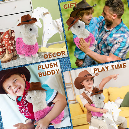 PLUSH - SPARKLE PINK LLAMA COWBOY DRESS UP